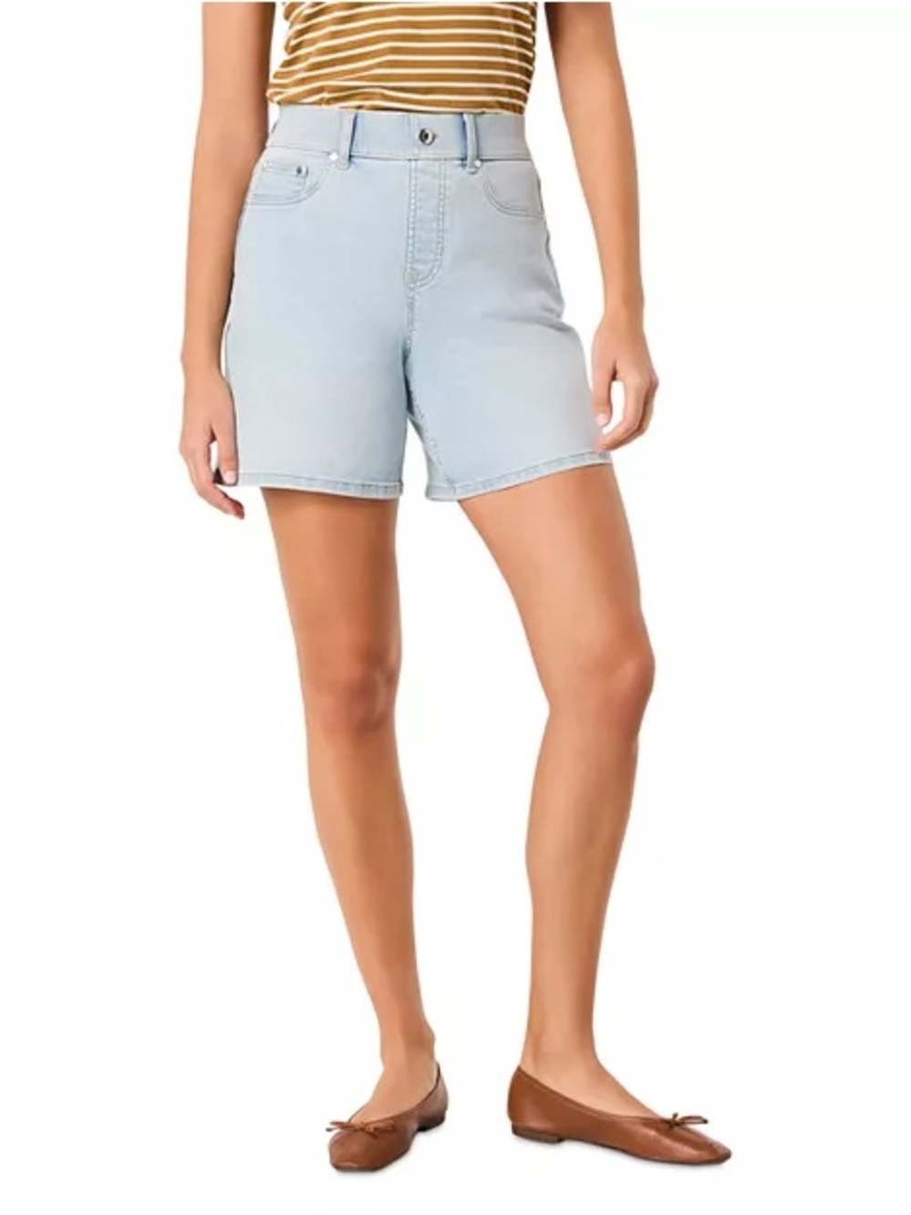 Spanx High-Waist Pull-On 7” Denim Shorts in Turner Wash Small NWT